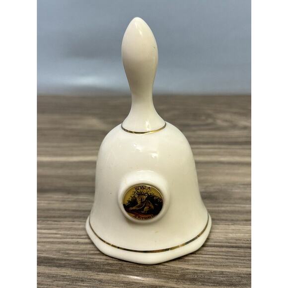 Australia Bell White with Gold Tone Collectible Travel Memorabilia Souvenir - Picture 1 of 8